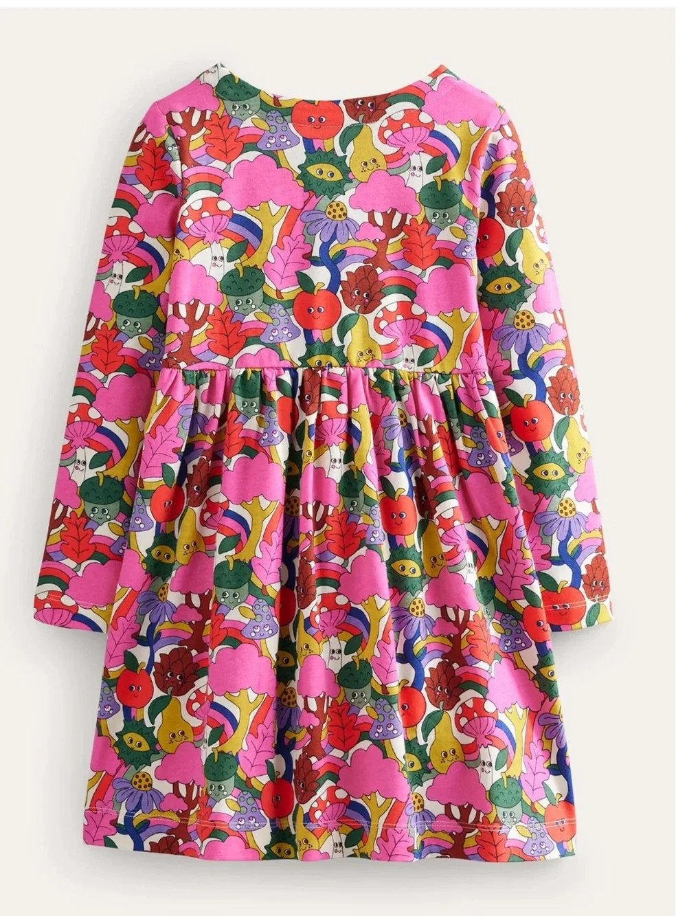 NWT 9-10Y Mini Boden Pink Floral & Fruit Print long sleeve fun dress